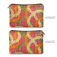 Portefeuille en cuir rouge Puakenikeni Lei pour femme, pochette zippée pour cartes et monnaie, sac à main imprimé sur demande, pochette, livraison directe