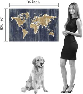 Bằng Gỗ Bản Đồ Thế Giới Tường Nghệ Thuật Vẽ Tay Vải In Cho Văn Phòng Hoặc Phòng Khách Trang Trí Nội Thất - Product Image 5