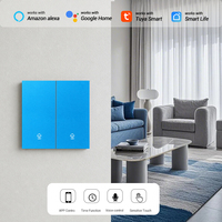 Interrupteur intelligent Zigbee bleu avec panneau en aluminium aéronautique 1/2/3/4/6 gangs, prise en charge du fil neutre et du fil sous tension, automatisation de la maison intelligente, indice de protection IP20, commande vocale