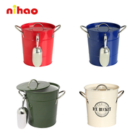 Seau à glace NIHAO avec couvercle 5L en fer galvanisé épais avec poignée empilable pour événements promotionnels et mariages en extérieur