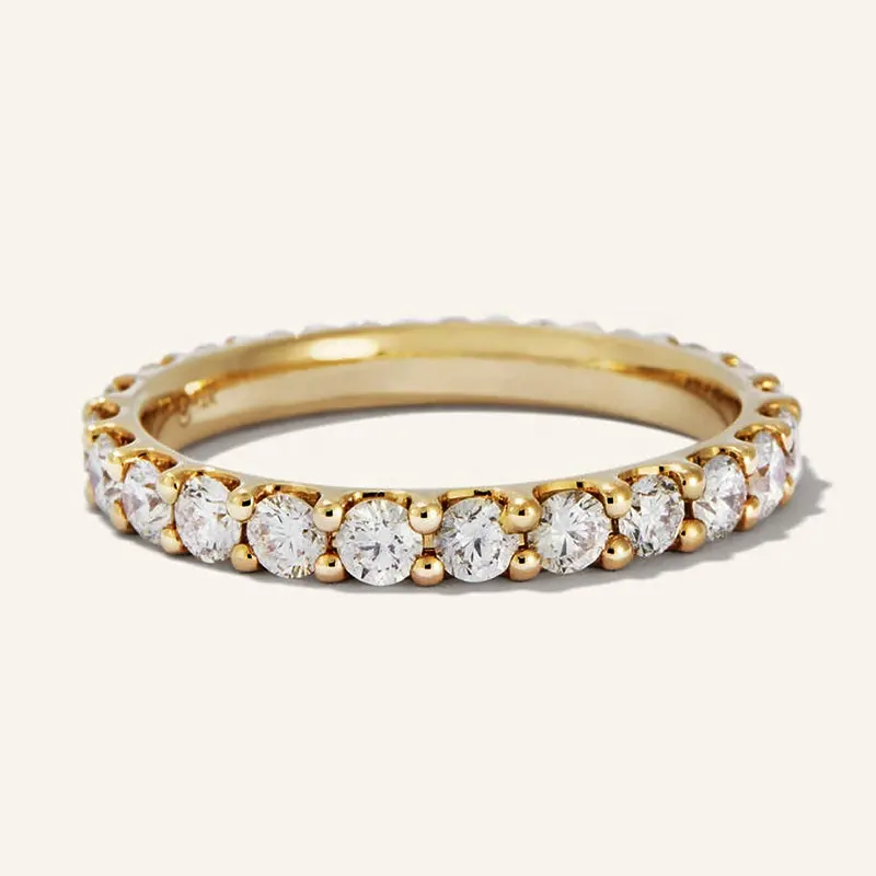 Milskye Women's fashion s925 jewelry design 18k yellow gold plated cubic zirconia eternity ring