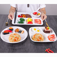 Plateau en mélamine réutilisable pour le déjeuner scolaire, 13 pouces, 6 compartiments, pour servir des portions de nourriture rapide