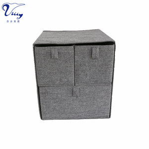 Fabric Storage Drawer Organizer Sets Folding Linen Fabric Storage Box Clever Cube <strong>Insert</strong> 4pcs Per Set W/2 Tier and 3 Drawers - Product Image 2