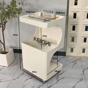 Carrito de Servicio Moderno y Minimalista de 3 Niveles, de Acero Inoxidable, con 4 Ruedas, Tapa Abatible, Estilo Instagram - Product Image 3