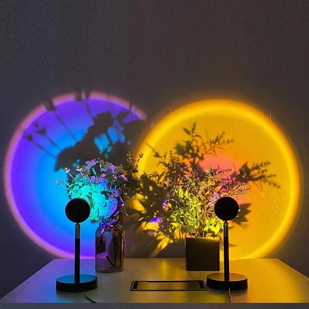 مصنع الجملة 360 قابل للتعديل 16 ألوان جو مصباح البسيطة الغروب ضوء المصباح مع ملون للتحكم عن بعد الغروب العارض مصباح