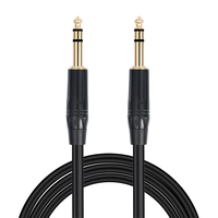 1/4 Inch TRS Instrument Cable Gold Plated Copper Shell 6.35mm TRS Male to 6.35mm Male Stereo Cable for Electric Guitar