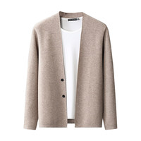 Cardigan en tricot pour homme, laine pure automne-hiver, col en V, pull-over décontracté haut de gamme, vente en gros d'usine