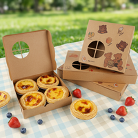 Boîte alimentaire pliable en carton solide de qualité alimentaire avec fenêtre transparente en PVC et bordure gaufrée pour pâtisseries et desserts