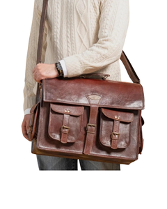Sac messager en cuir marron vintage personnalisé, sacoche pour ordinateur portable, pour le bureau, les affaires et les voyages - Product Image 2