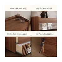 Meuble TV moderne de style mid-century personnalisé en usine 2026 avec 4 tiroirs rabattables ou éclairage LED pour salon
