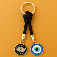 Porte-clés en métal Œil Turc, cordon tressé à la main, pendentif de protection porte-bonheur pour sac de femme, cadeau