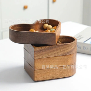 Wooden Heart Shaped Snack Box 4 Compartments Varnished <b>Storage</b> <b>Tray</b> For Candy And Dried Fruit - Product Image 2