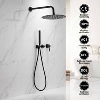 Usine directe noir costume de douche mural haute pression robinet de douche costume ménage dissimulé salle de bain robinet de douche
