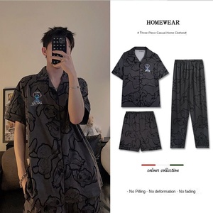 Conjunto de Pijamas de Verano de Tres Piezas para Parejas, Diseño de Dibujos Animados, Lindo, Rejuvenecedor, Moderno y Fresco para Mujer, Ropa de Casa para Hombre - Product Image 6
