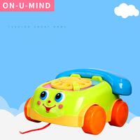 Interactive Educational Push Pull Baby Toy Cartoon Handle Keyboards Musical 5-Scale Functions 6-Piece ABS Toy Musical Instrument