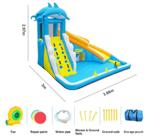 Hikeon Jumping Dear Aire <span class=keywords><strong>de</strong></span> <span class=keywords><strong>jeux</strong></span> gonflable pour enfants avec toboggan aquatique élastique, château trampoline et piscine, durable, en Oxford 420D+840D - Product Image 2