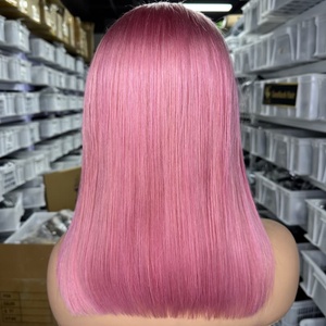 Wig SDD Tanpa Lem 13x6 HD Lace Perruque Pink <span class=keywords><strong>Rose</strong></span> Rambut Vietnam Asli Lurus Bob Wig Rambut Manusia Pre Plucked - Product Image 2