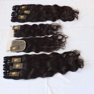 Lots de Cheveux en Gros avec Fermetures et Frontaux en Dentelle, Fournisseurs de Cheveux Vierges, Extensions de Cheveux Humains Bouclés Indiens de Temple - Product Image 1