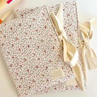 Logo de taille personnalisée en coton à motifs floraux colorés, pochette de protection pour livre de rangement pour lecteur électronique avec fermeture à ruban