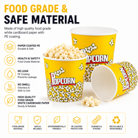 Gobelets à popcorn personnalisés en papier, qualité alimentaire, imperméables, biodégradables, fournisseurs en gros, gobelets à popcorn personnalisés pour cinéma et restauration rapide