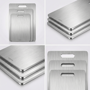 Nouveauté Planche à découper en acier inoxydable 304 avec un design moderne et luxueux, forme carrée, passe au lave-vaisselle, pour un usage domestique et commercial - Product Image 2
