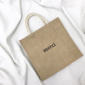 Sacs en jute imprimés avec logo personnalisé fourre-tout en coton et soie réutilisable écologique pour le shopping - Product Image 6
