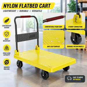 Flatbed Platform Cart Nylon Casters Folding Handle Silent <strong>Wheels</strong> For Warehouse Custom OEM Wholesale Industrial Trade Delivery - Product Image 2
