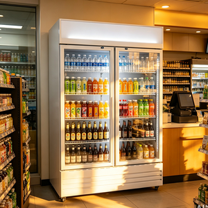 Réfrigérateur commercial économique pour boissons, vitrine réfrigérée avec porte vitrée, refroidissement par air, contrôle LED, serrure de porte pour supermarché et magasin - Product Image 3