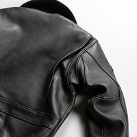 Bombardier européen d'hiver grande taille G1 veste en cuir véritable brodée en laine détachable peau d'agneau noire lourde vêtements classiques pour hommes
