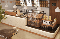 Meubles de café personnalisés de style brutaliste, vitrine en verre pour boulangerie et pâtisserie, comptoir en marbre massif gratuit