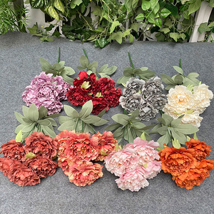 Bó Hoa Cưới Bán Sỉ Trực Tiếp Từ Nhà Máy Hoa Mẫu Đơn 5 Đầu Mùa Thu Hoa Hồng Nhân Tạo - Product Image 5