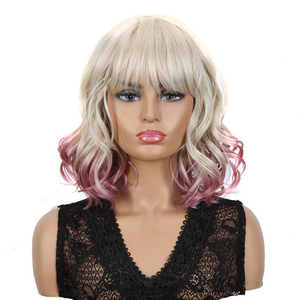 Perruque synthétique longue bouclée 12 pouces — noble, perruque synthétique résistante à la chaleur pour femmes noires, perruque rose bleue pour <span class=keywords><strong>Cosplay</strong></span> en stock - Product Image 1