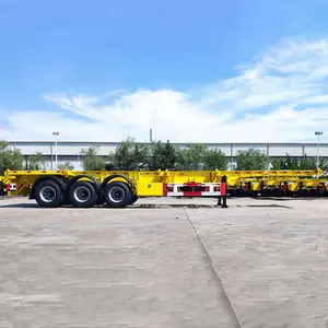 En kaliteli traktör römorkları 3 aks 40ft 20ft konteyner şasi iskelet kamyon yarı römorku için konteyner taşıma römorku