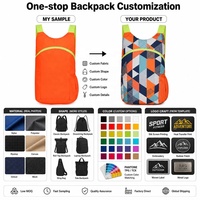 Sac à dos pliable personnalisé en gros avec bande élastique de compression à pliage rapide, tissu hydrofuge pour la randonnée, les trajets quotidiens et l'usage quotidien