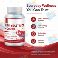 Capsules de CoQ10 et de levure de riz rouge 1215mg avec acide alpha-lipoïque et graines de lin – Formule personnalisée – Fournisseur d'usine de compléments alimentaires sous marque privée
