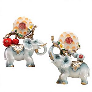 Figurines d'éléphants en résine époxy Lucky Nafu, art populaire, sculpture artistique, paire, décorations pour salon, véranda, cadeau de pendaison de crémaillère, nouvelle maison - Product Image 1