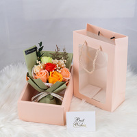 Fleurs de savon artificielles promotionnelles, bouquet de roses roses faites à la main, coffret cadeau pour la fête des mères et la Saint-Valentin