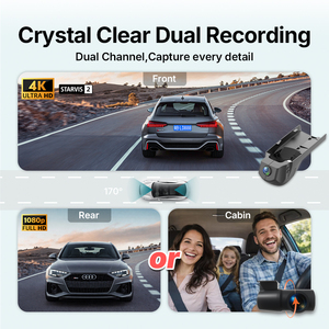 <span class=keywords><strong>Cam</strong></span>éra de tableau de bord cachée 4K IPS à double objectif, Plug and Play, avec vision nocturne, écran tactile, WIFI et contrôle par application, boîte noire pour voiture - Product Image 4