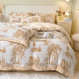 Custom Design Beddengoed Set Koe Melk Fleece Stof 4 Stuks Queen Size Bedrukt Beddengoed Set Luxe Sprei