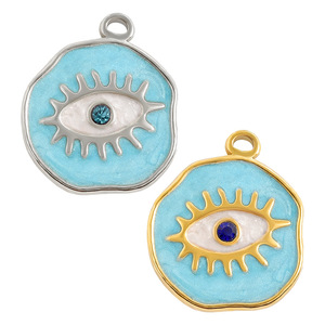 Pendentif en acier inoxydable motif œil bleu et blanc, breloque soleil, accessoire de fabrication de bijoux DIY pour colliers et bracelets - Product Image 2