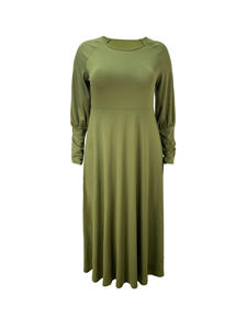 Abito Lungo Verde Taglie Forti XL-5XL Primavera 2026, Vestito Casual da Donna con Collo Tondo e Maniche Lunghe - Product Image 3