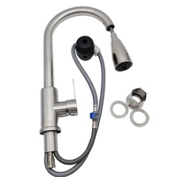 Robinet de cuisine en acier inoxydable 304 noir avec douchette extractible, eau chaude et froide, pour évier de lavage de légumes, poignée en zinc, finition brossée