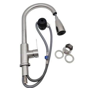 304 Thép Không Gỉ Nước Outlet Nhà Bếp Vòi Màu Đen <span class=keywords><strong>Pull</strong></span>-out Nóng Lạnh Vegetal Rửa Bồn Rửa Kẽm Xử Lý Chải Vòi Nước - Product Image 1