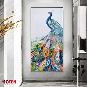 Handmade Handpainted Modern 3D Peacock Oil <strong>Painting</strong> on Canvas Custom Size Indoor Wall Decor Xiamen <strong>Animal</strong> <strong>Paintings</strong> - Product Image 5