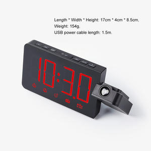 Réveil à projection LED <span class=keywords><strong>Montre</strong></span> de table Horloges électroniques de bureau Réveil USB Radio FM Projecteur de temps Réveil numérique Snooze - Product Image 6