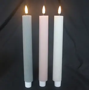 Dioperasikan dengan Baterai 3D Api Led Lilin Lancip Bahan Lilin Parafin