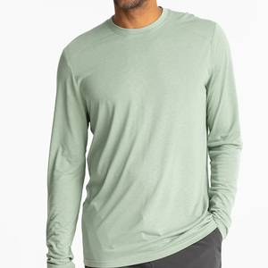 Kaus memancing lengan panjang pria, Logo kustom kualitas tinggi bambu berongga ringan warna polos - Product Image 6