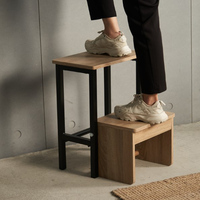 Banc à chaussures multifonctionnel en métal et bois, étagères de supermarché 25x40x52cm, usage domestique Taïwan, blanc/noir, couleur personnalisable