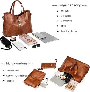 Sacs à bandoulière pour femmes en <span class=keywords><strong>cuir</strong></span> véritable de marque personnalisée, ensemble de 3 sacs de luxe et grands sacs à main pour femmes - Product Image 3