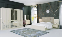 Meubles de chambre à coucher modernes personnalisés YIFAN peinture blanche brillante ensemble de chambre à coucher coiffeuse table de chevet avec cadre en or